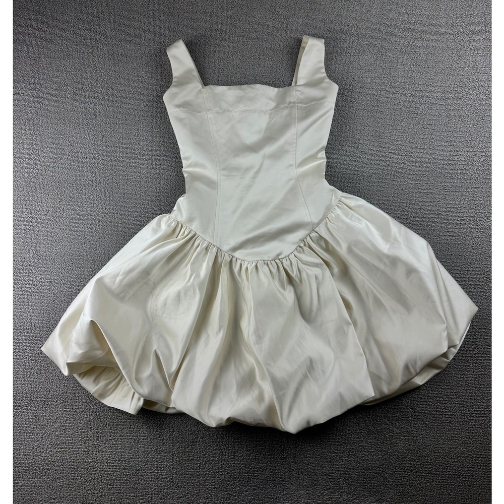 WeWoreWhat Mini Dress Women 0 White Danielle Bubble Hem Designer Romantic Party